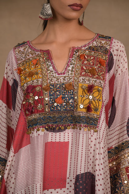 Ruby Patchwork Embellished Kaftan