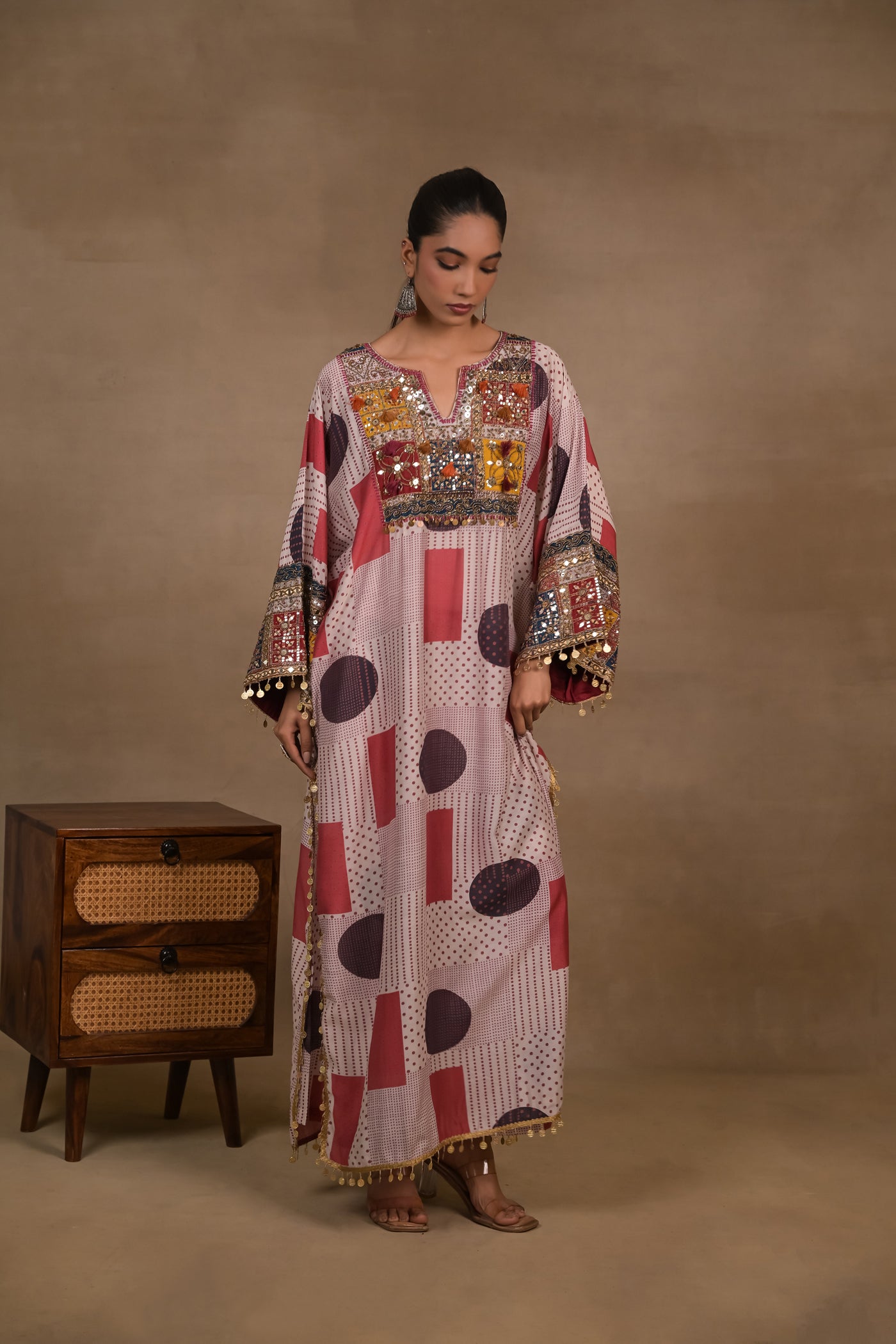Ruby Patchwork Embellished Kaftan