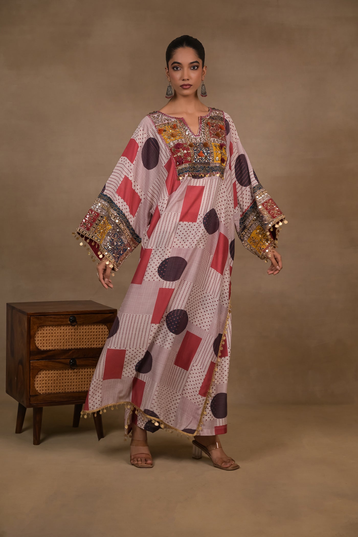 Ruby Patchwork Embellished Kaftan