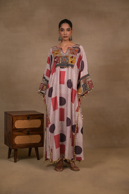 Ruby Patchwork Embellished Kaftan