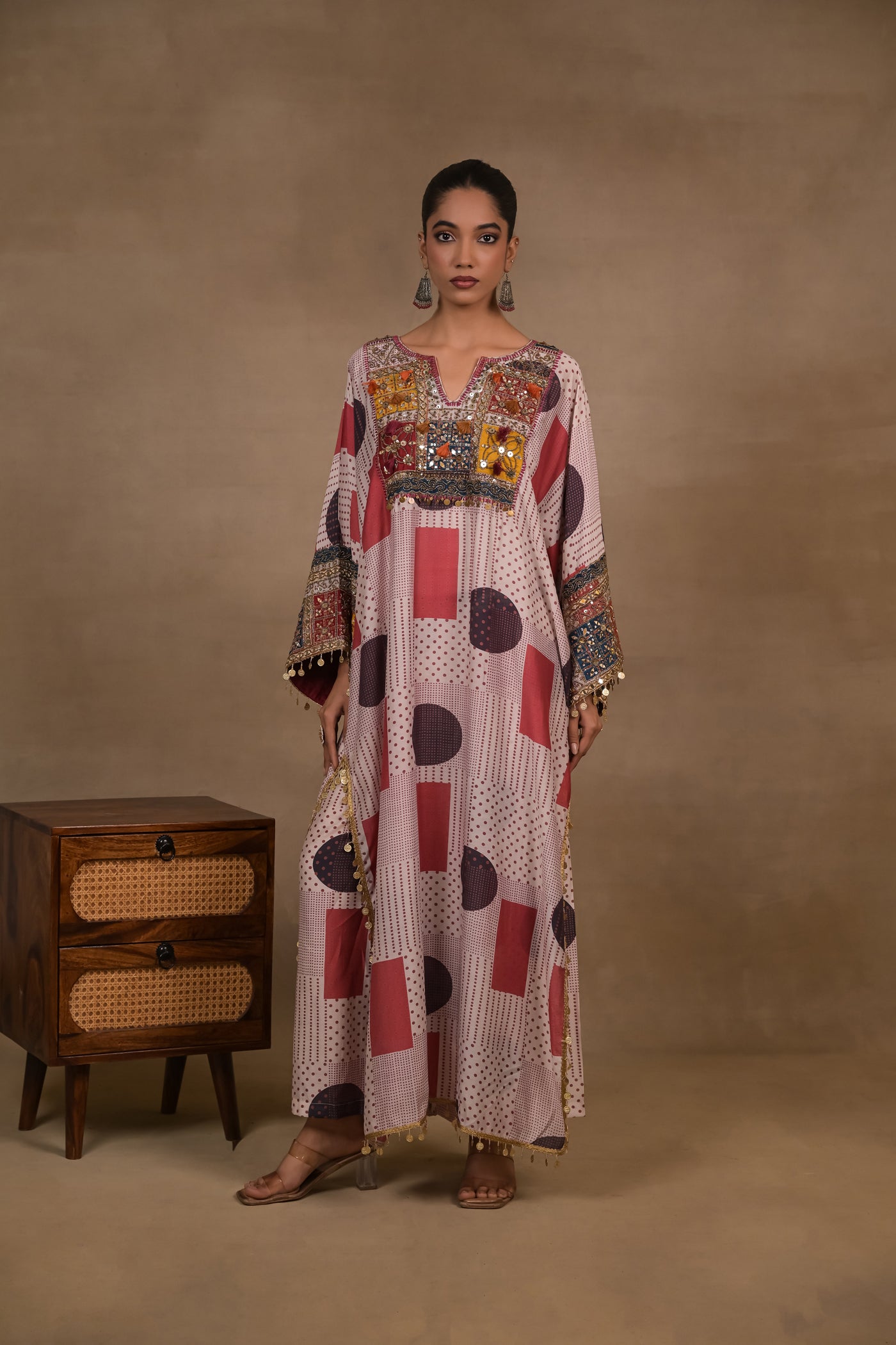 Ruby Patchwork Embellished Kaftan