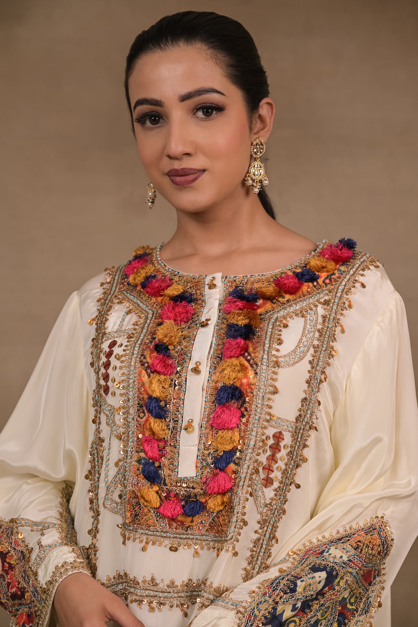 Ivory Tassel Charm Kurta Set