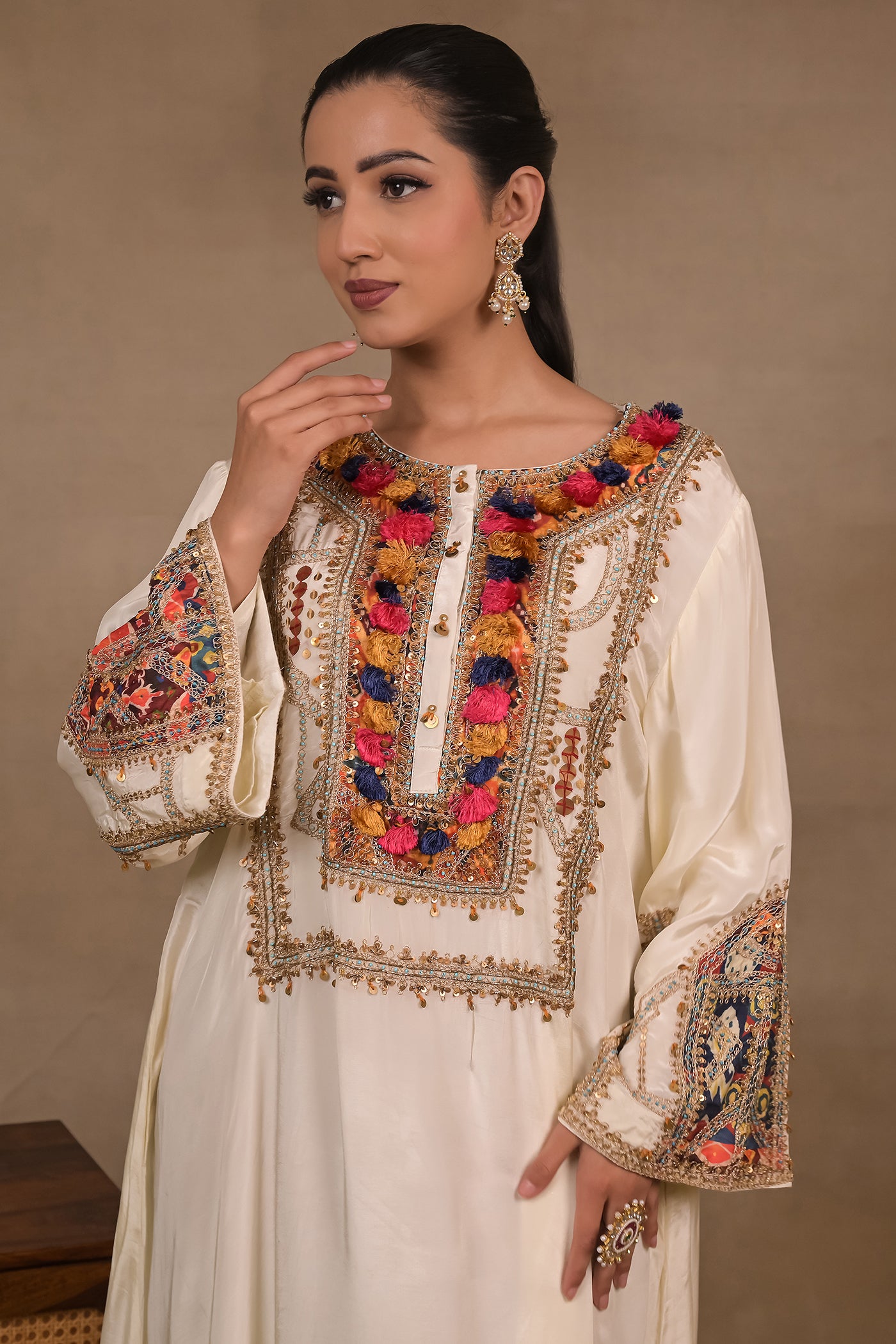 Ivory Tassel Charm Kurta Set