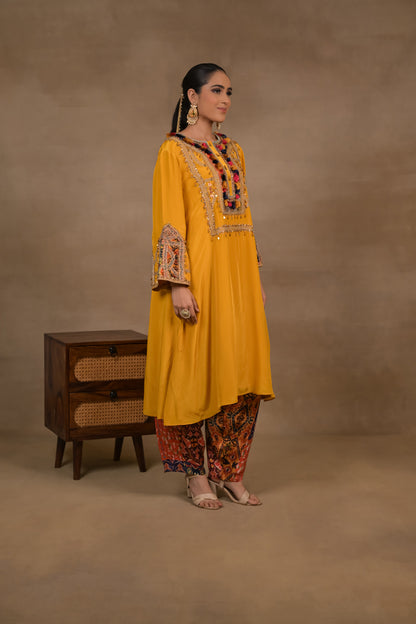 Mustard Tassel Charm Kurta Set