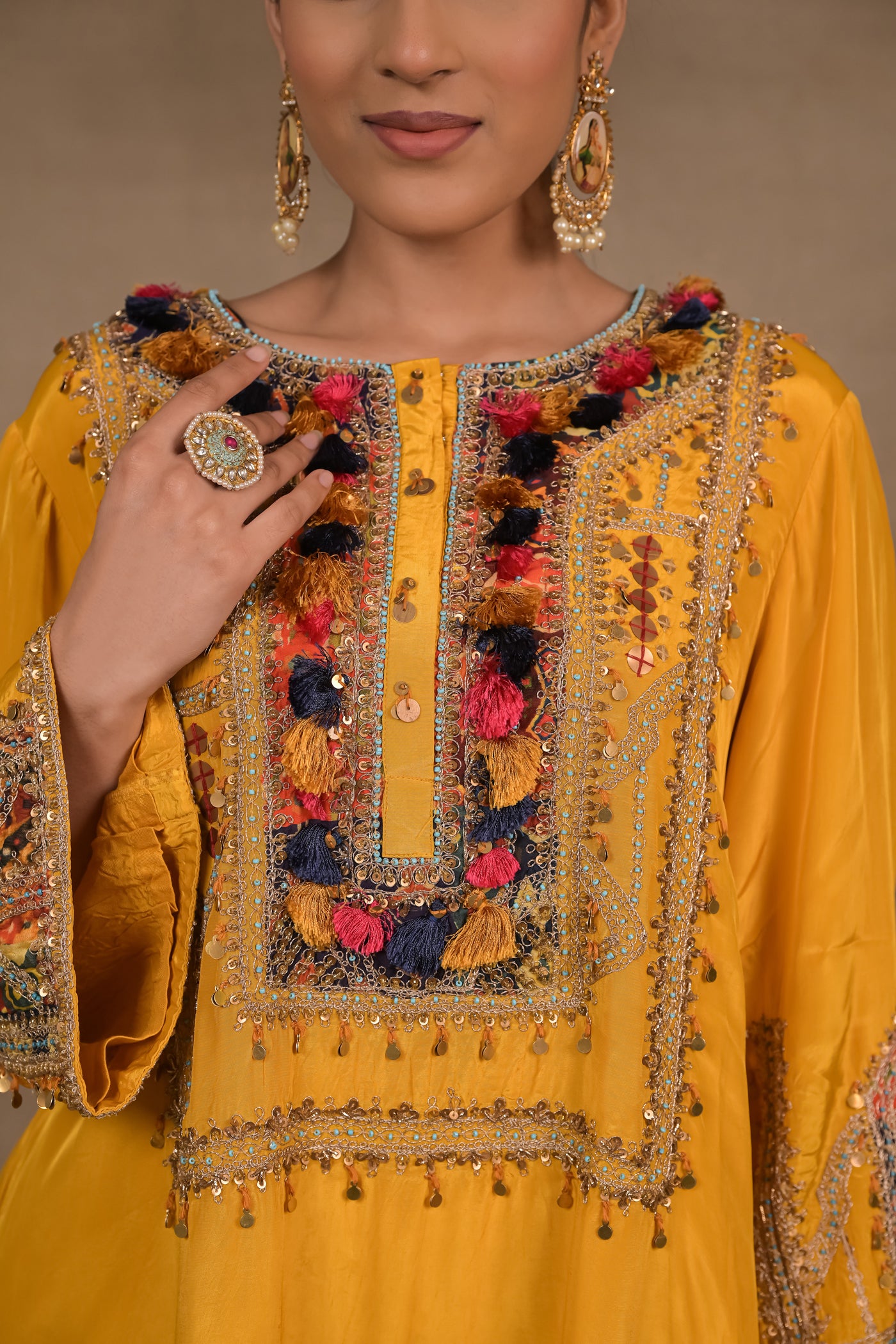 Mustard Tassel Charm Kurta Set