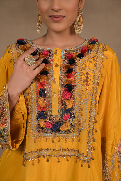 Mustard Tassel Charm Kurta Set