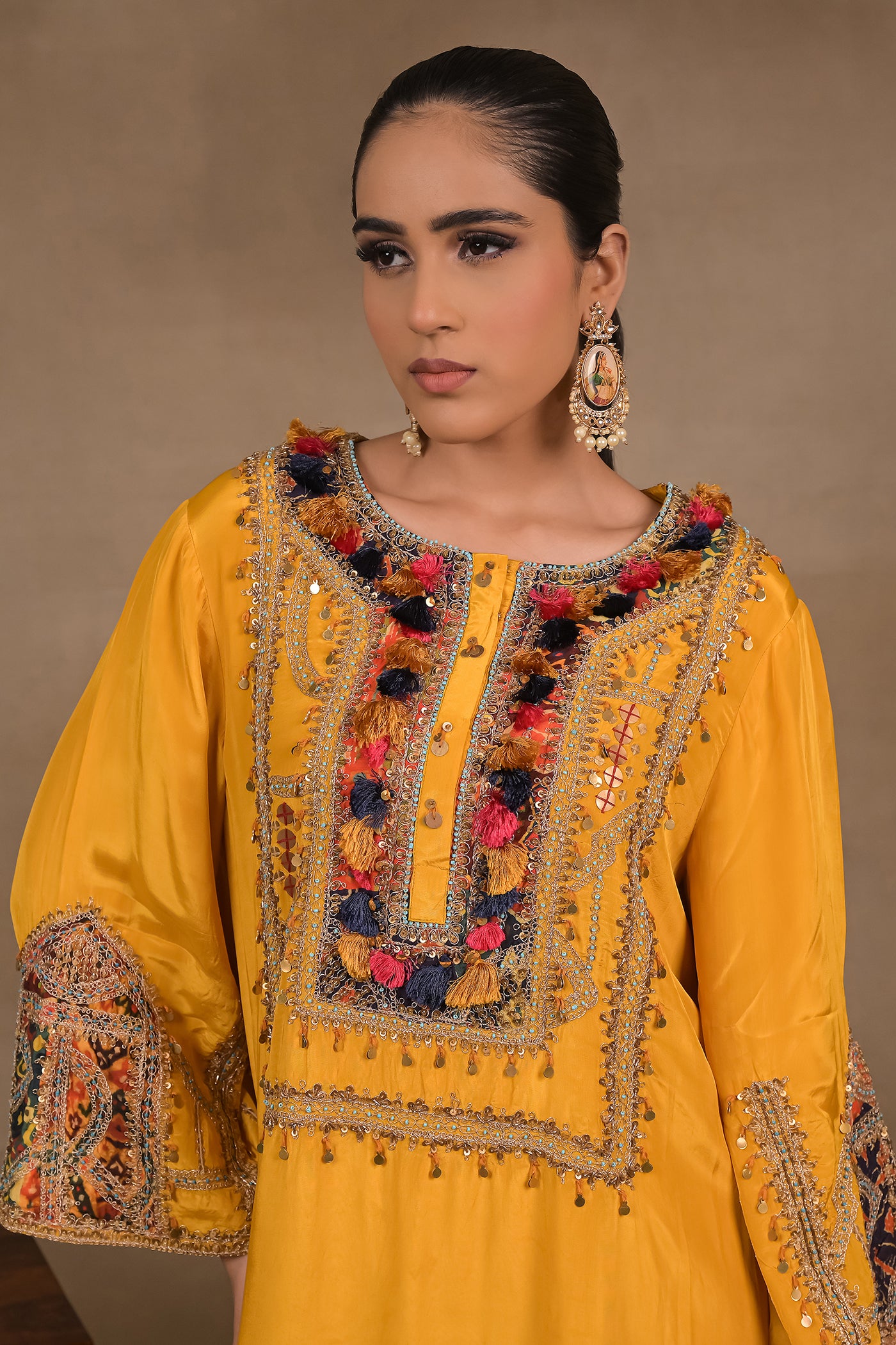 Mustard Tassel Charm Kurta Set