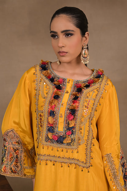 Mustard Tassel Charm Kurta Set