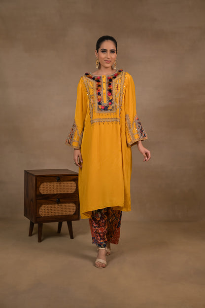 Mustard Tassel Charm Kurta Set