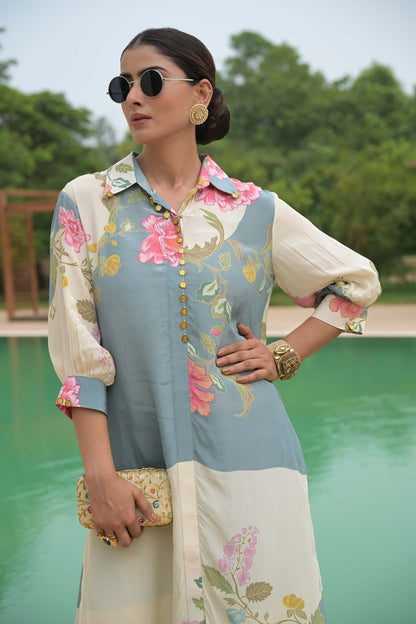 Azure Bliss Kurta Plazo Set