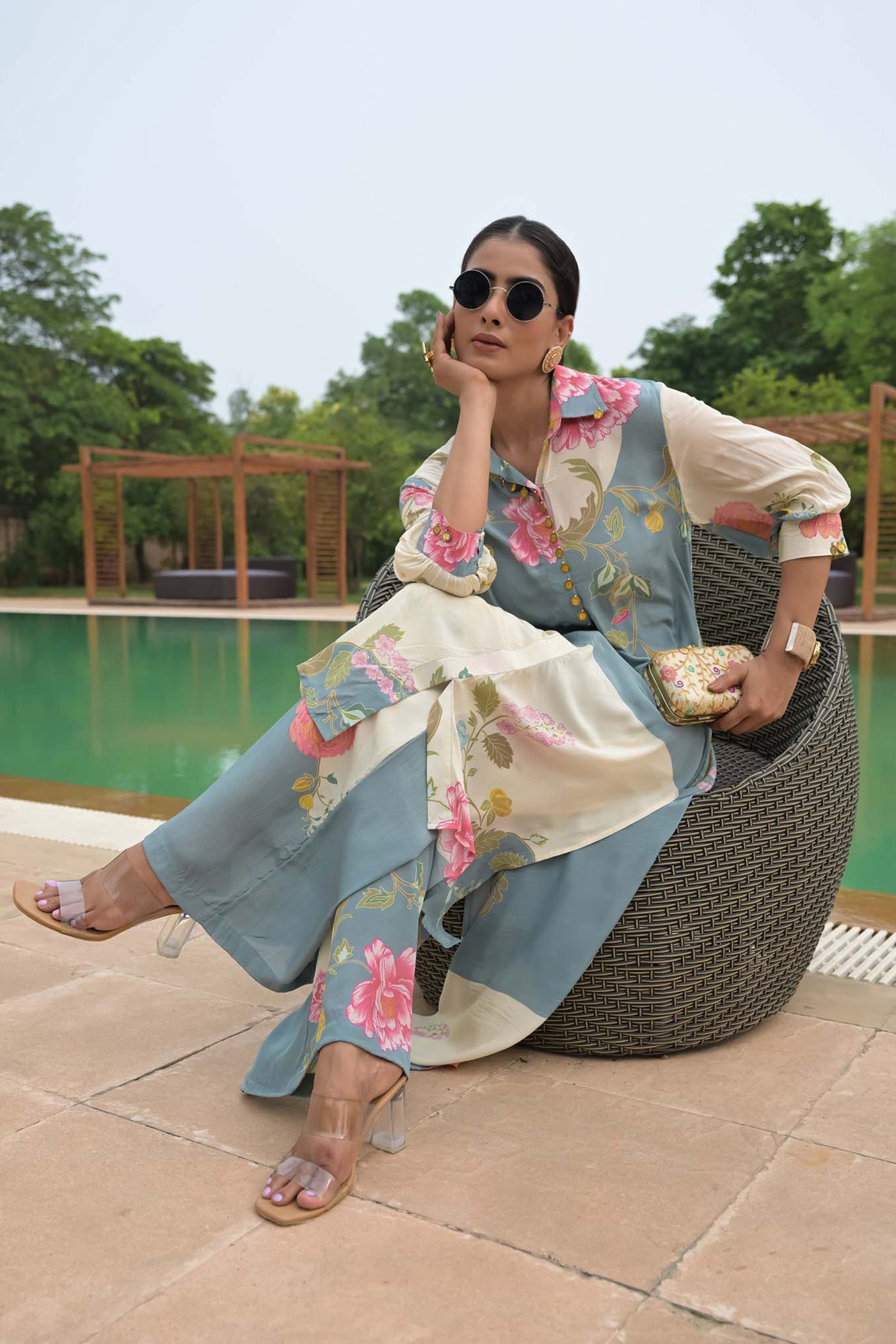 Azure Bliss Kurta Plazo Set