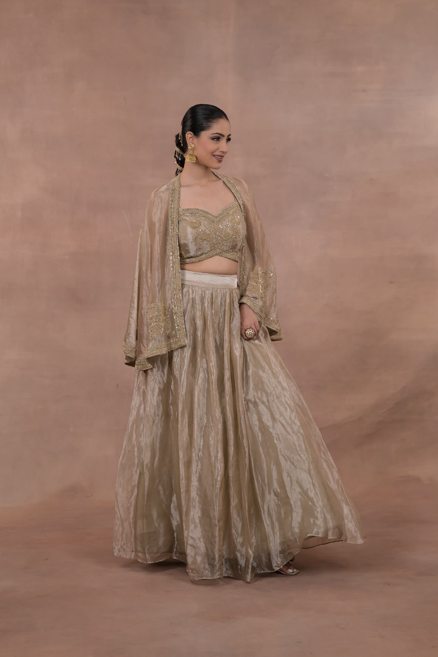 Aurelia Crushed Tissue Lehenga