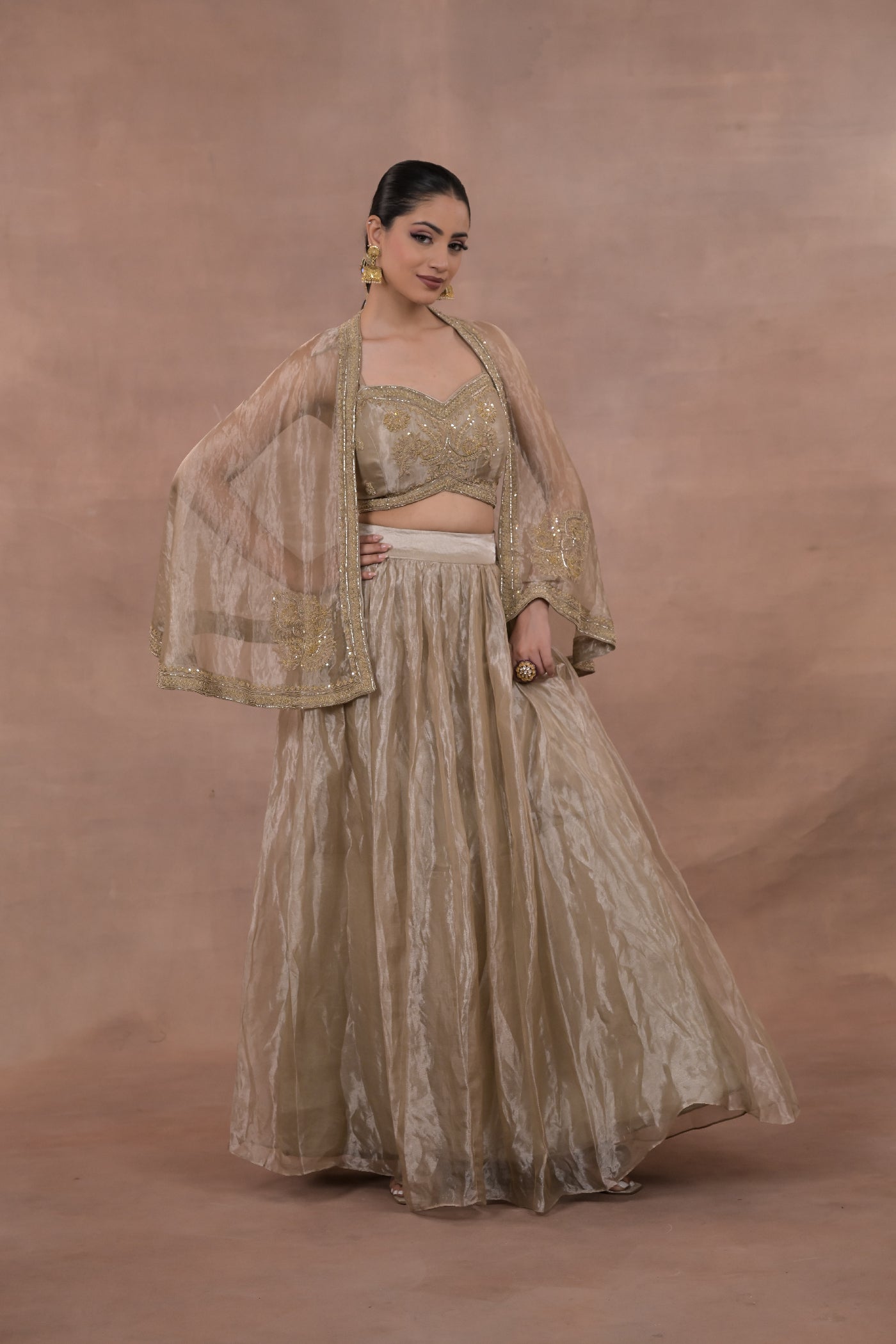 Aurelia Crushed Tissue Lehenga
