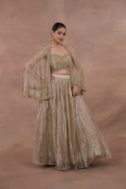 Aurelia Crushed Tissue Lehenga