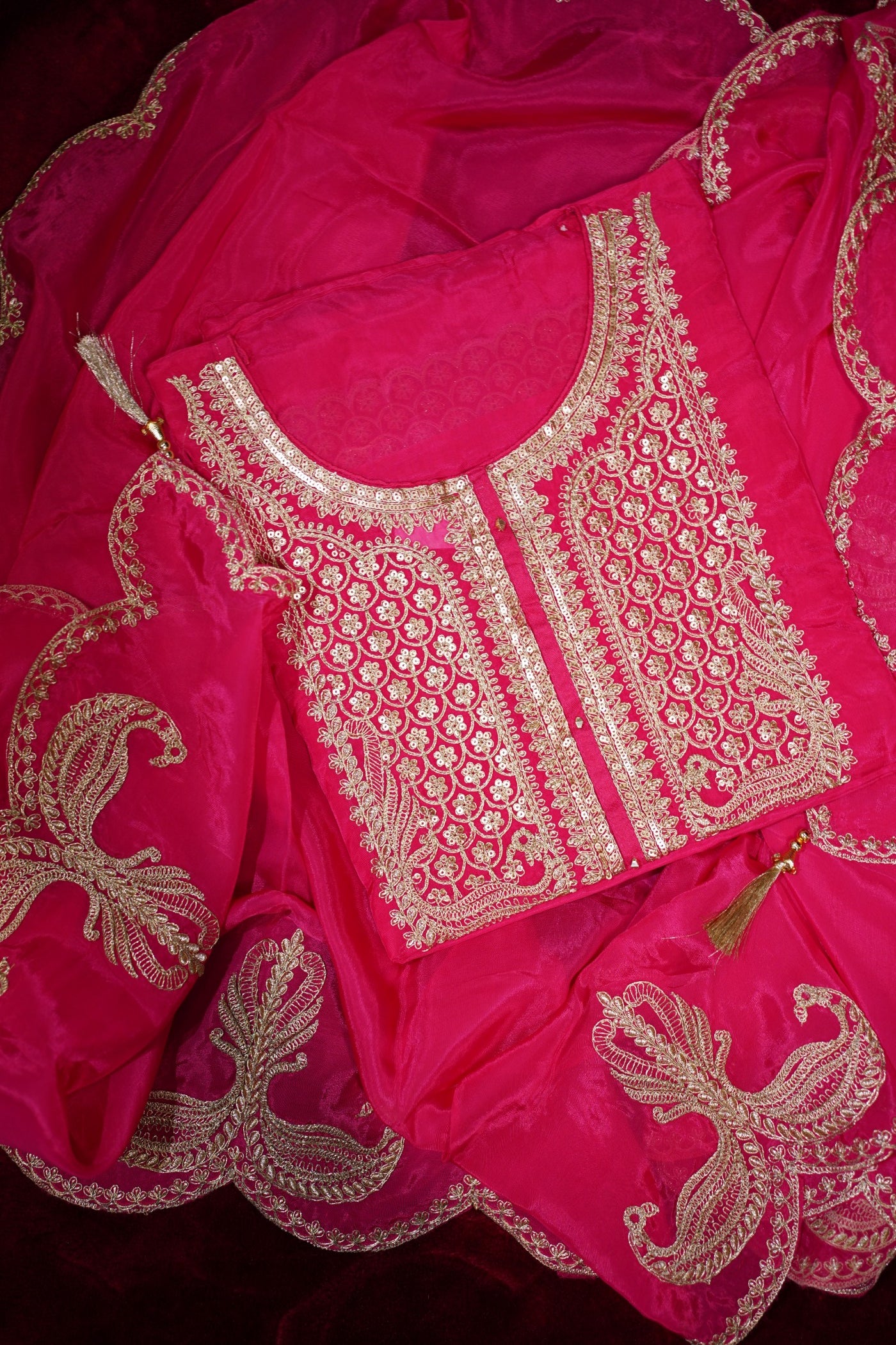 Pink Banarasi Organza Suit Set