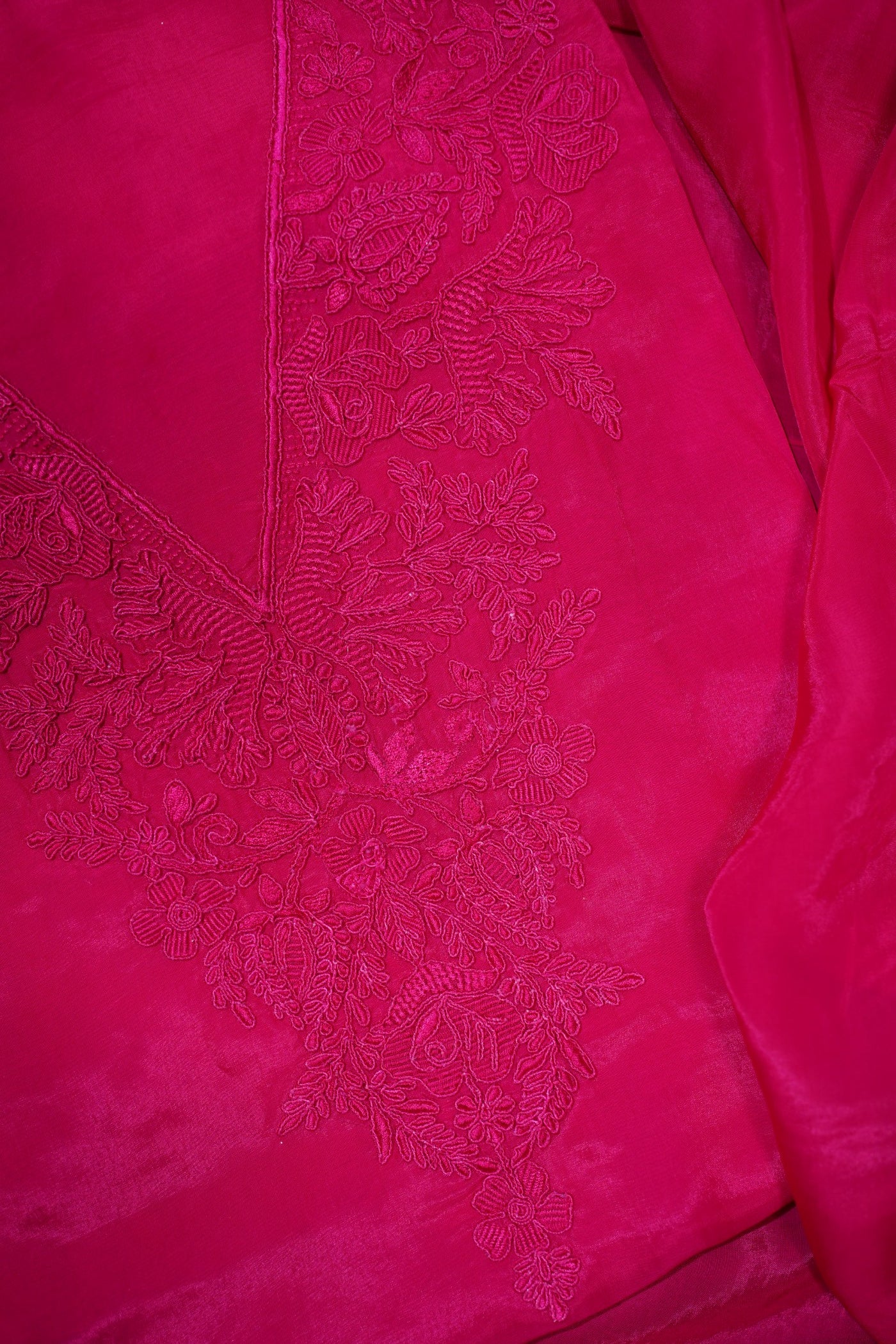 Rani Pink Banarasi Organza Suit Set