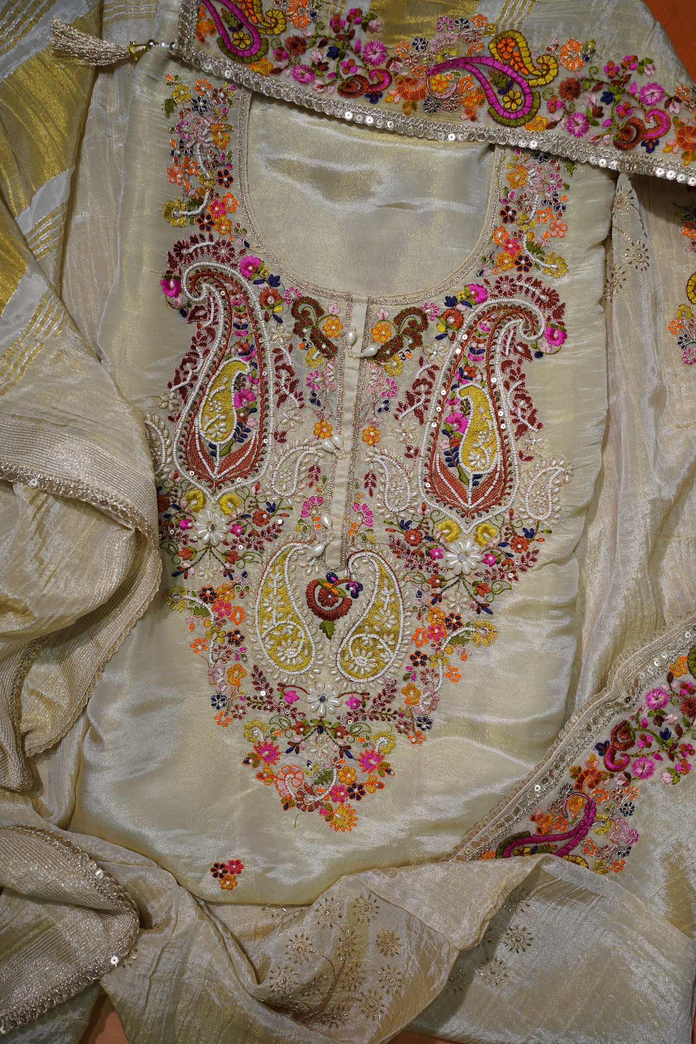 Noorani Multicolour Hand-Embroidered Kurta Set