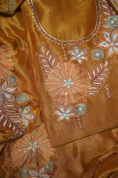 Amber Bloom Feather Tissue Kurta Set
