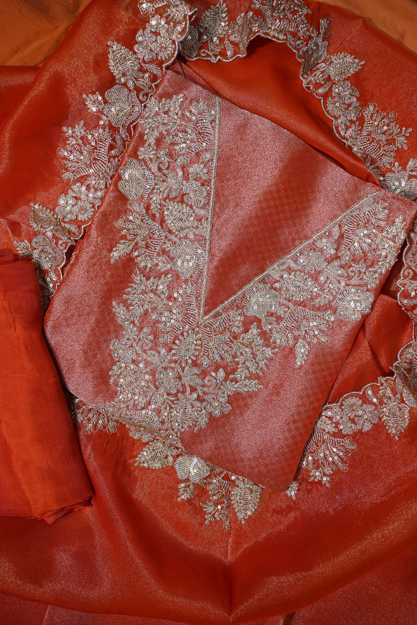 Burnt Coral Embroidered Elegance Set