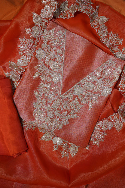 Burnt Coral Embroidered Elegance Set