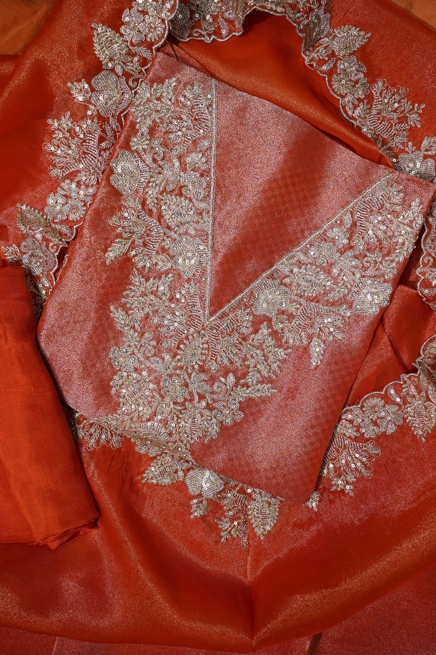 Burnt Coral Embroidered Elegance Set