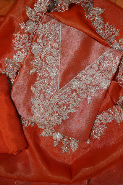 Burnt Coral Embroidered Elegance Set