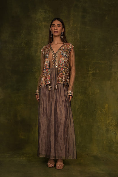 Elegant Printed Short jacket with one piece