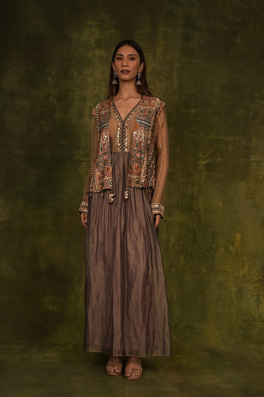 Elegant Printed Short jacket with one piece