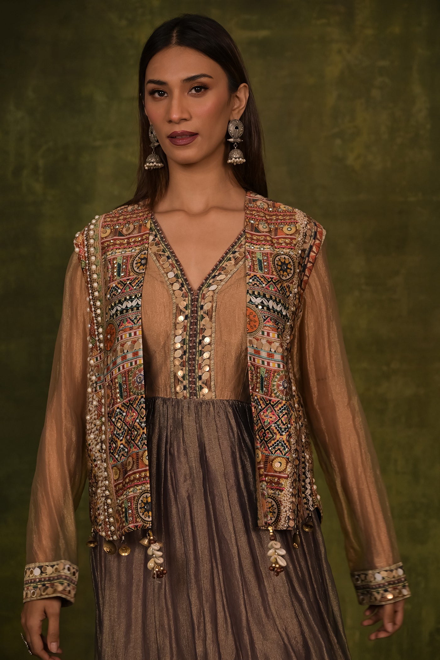 Elegant Printed Short jacket with one piece