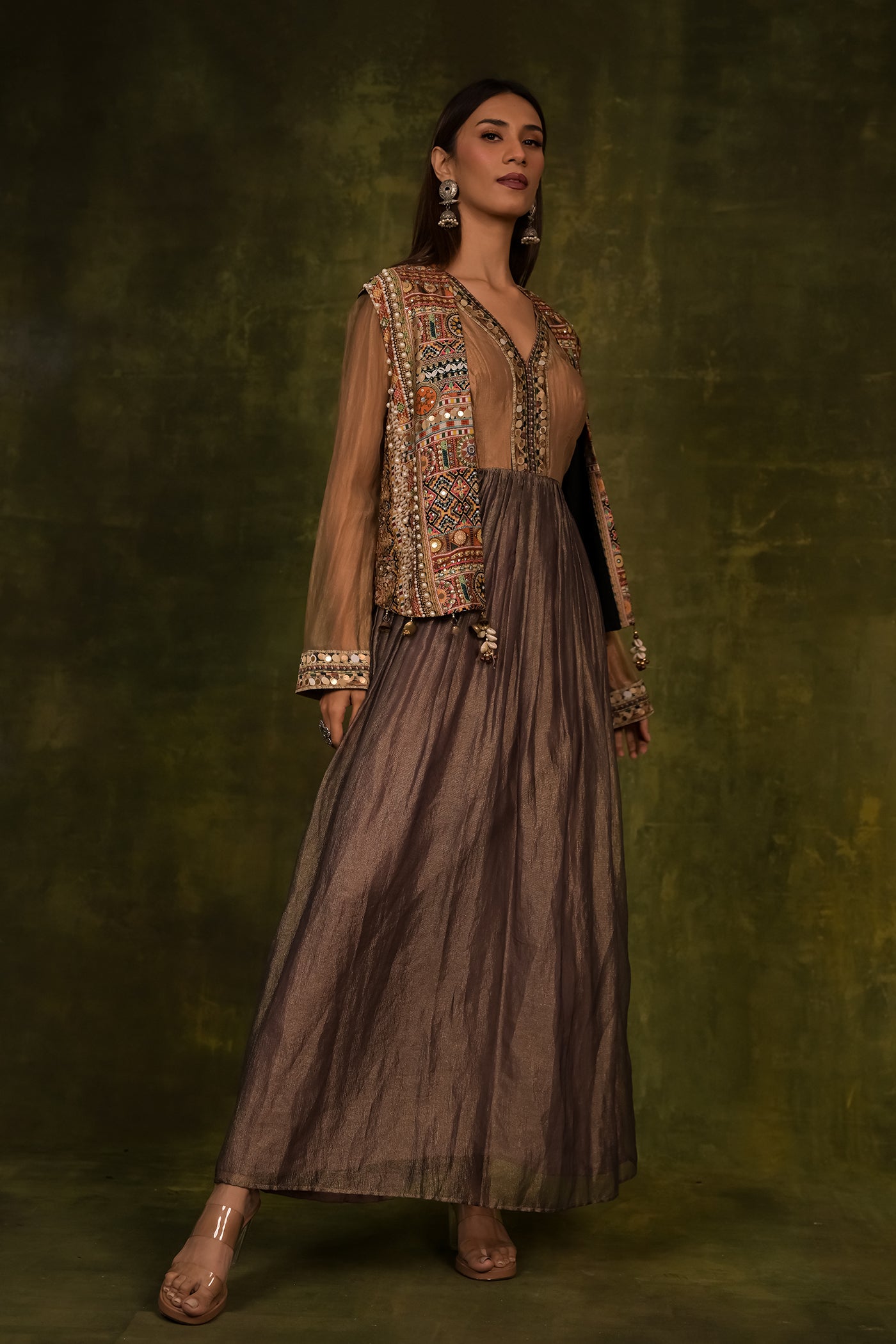 Elegant Printed Short jacket with one piece