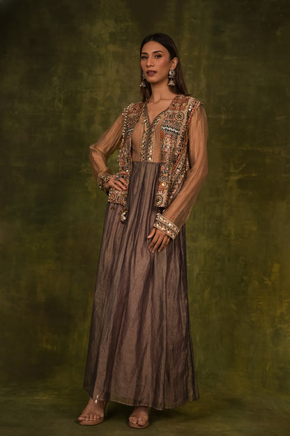 Elegant Printed Short jacket with one piece