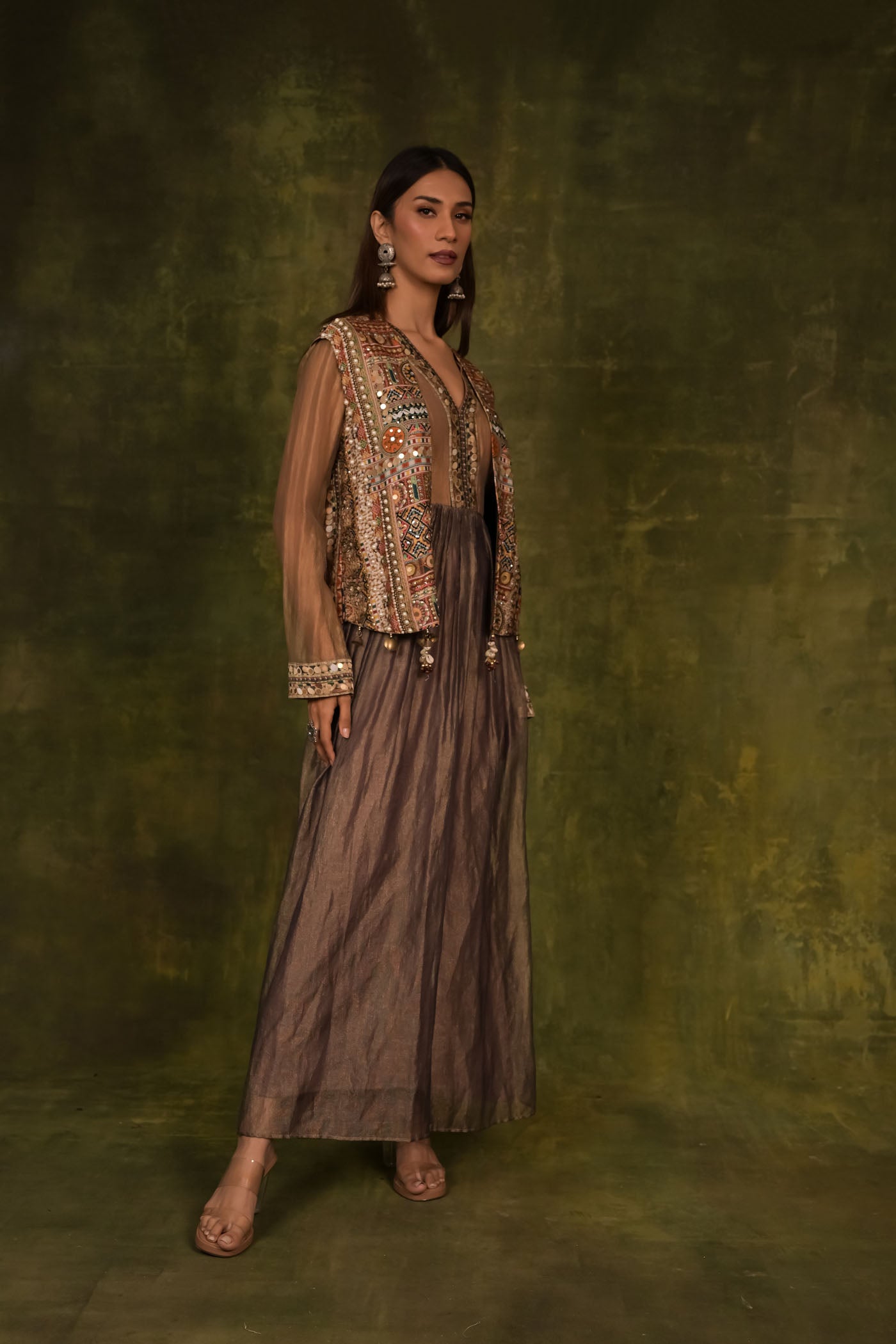 Beautiful party wear Crop top with kaftan chokha