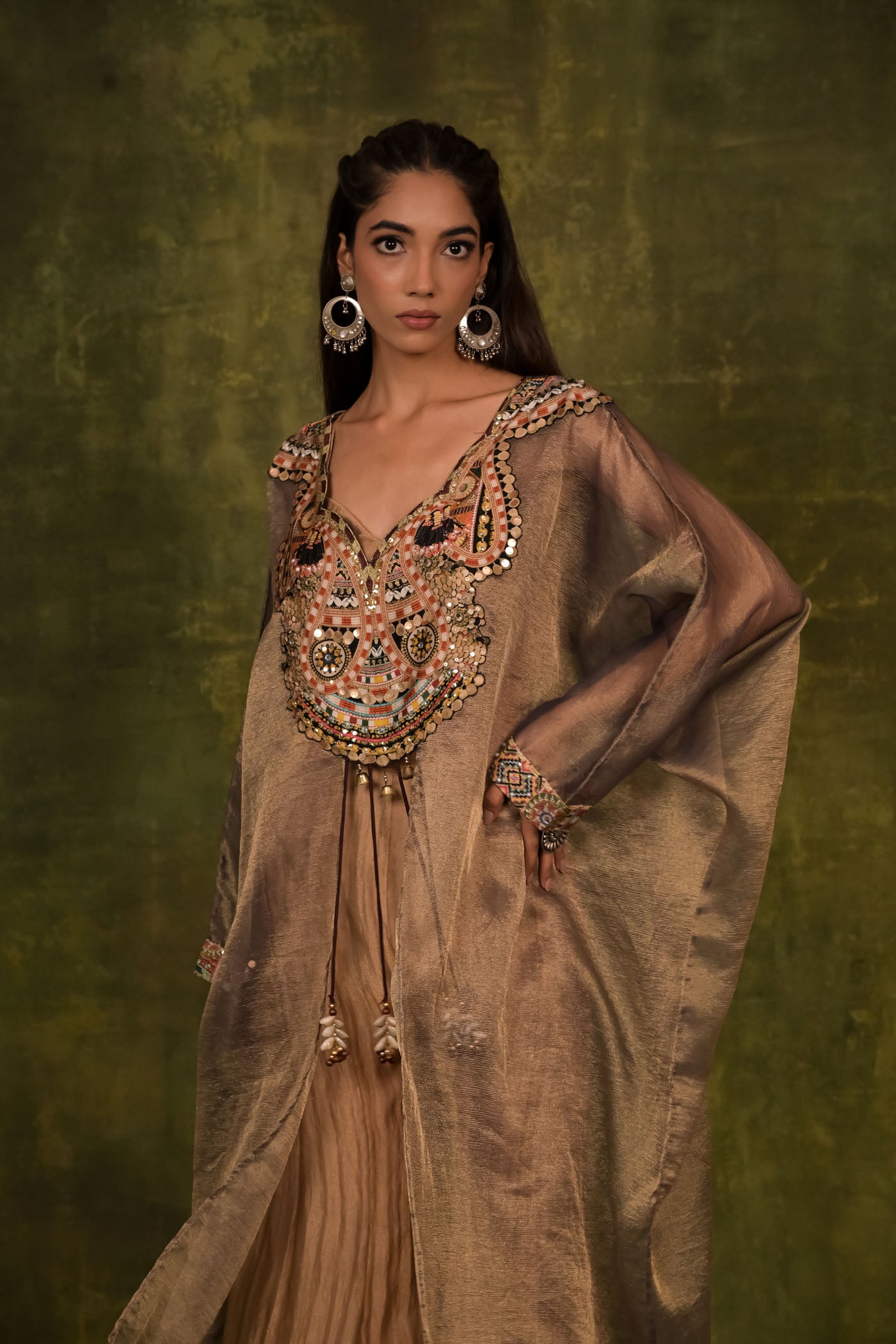 Beautiful party wear Crop top with kaftan chokha