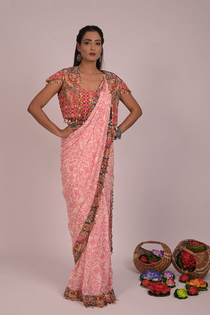 Light pink drape saree