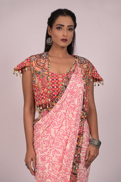 Light pink drape saree