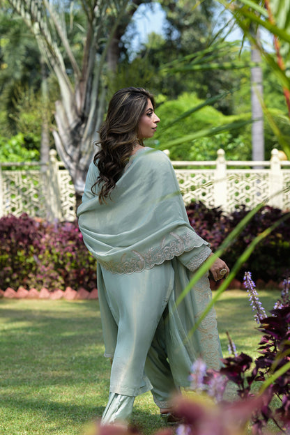 Teal Blue Embroidered kurta Set