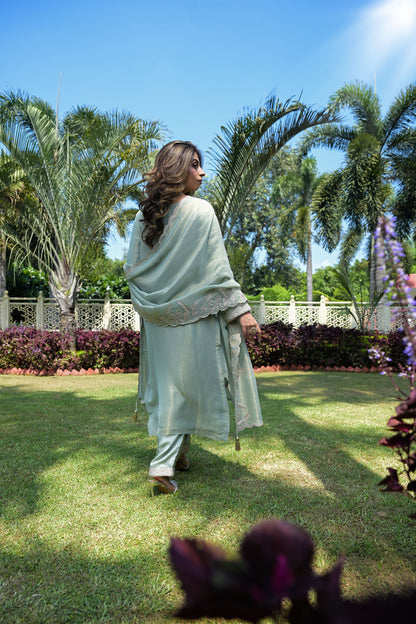 Teal Blue Embroidered kurta Set