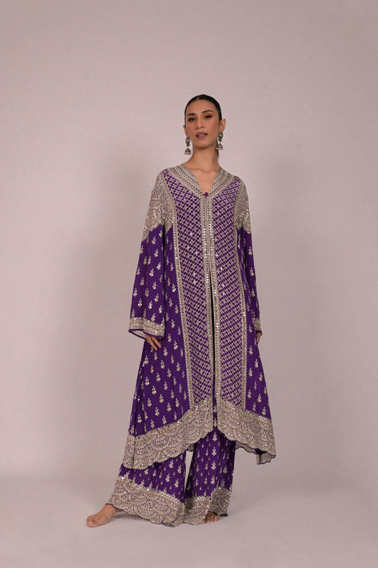 Amethyst Mirror Embroidered Long Kurta Set