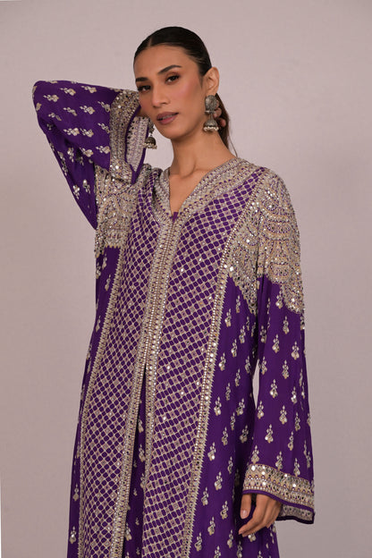 Amethyst Mirror Embroidered Long Kurta Set