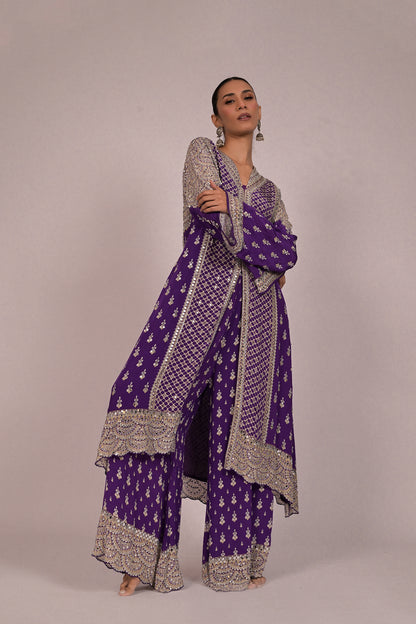 Amethyst Mirror Embroidered Long Kurta Set