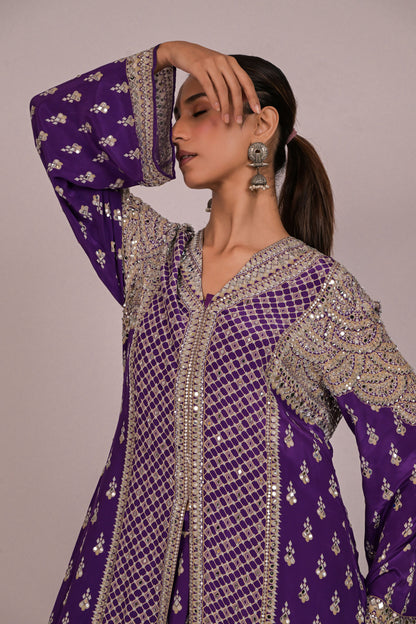 Amethyst Mirror Embroidered Long Kurta Set