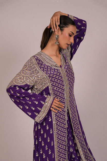 Amethyst Mirror Embroidered Long Kurta Set