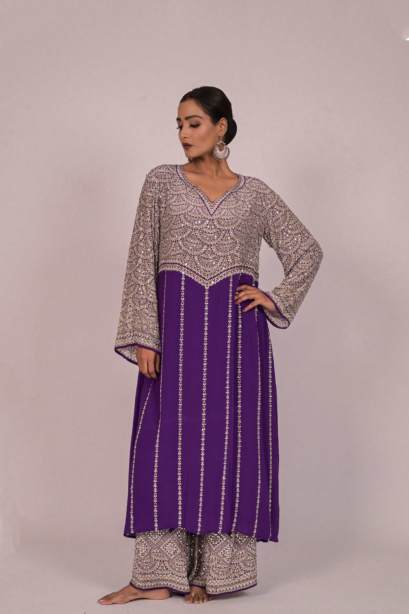 Royal Amethyst Embellished Kurta Set
