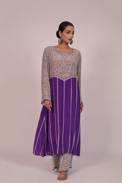 Royal Amethyst Embellished Kurta Set