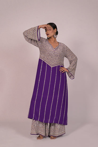 Royal Amethyst Embellished Kurta Set