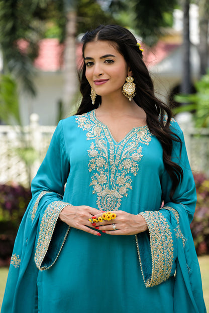 Mint Whisper Embroidered kurta  Set
