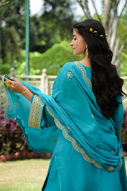 Mint Whisper Embroidered kurta  Set