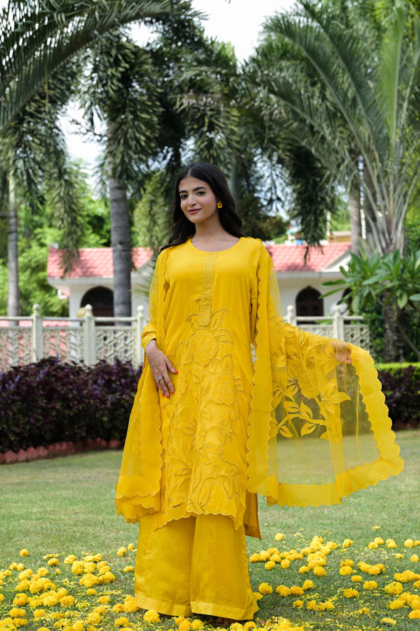 Golden Glow Organza Kurta Set
