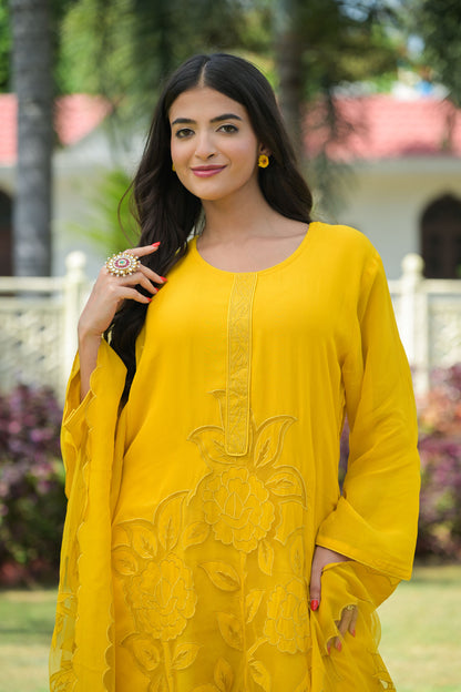 Golden Glow Organza Kurta Set