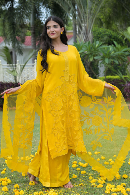 Golden Glow Organza Kurta Set